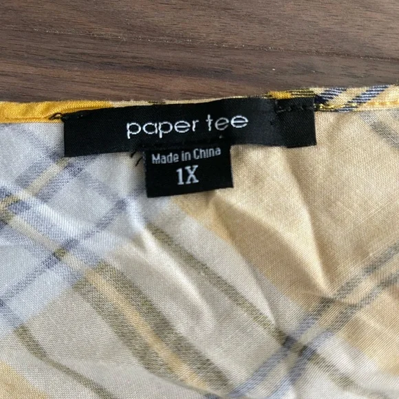 EUC 1x Plaid High low 1/4 sleeve Shirt - Picture 3 of 8